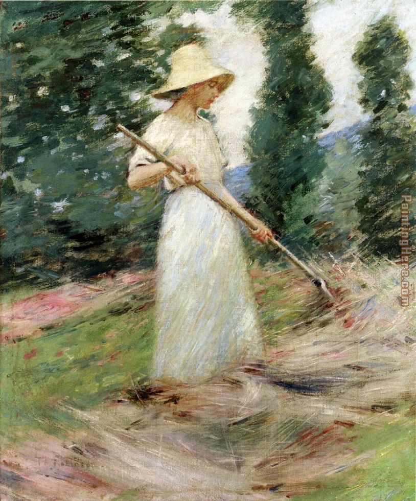 814x980 Theodore Robinson Girl Raking Hay Painting Anysize 50% Off - Hay Painting
