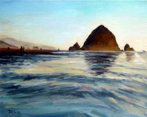 Haystack Rock Painting at PaintingValley.com | Explore collection of ...