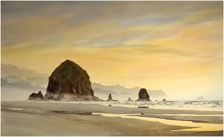 754x463 Haystack Rock Sunset - Haystack Rock Painting