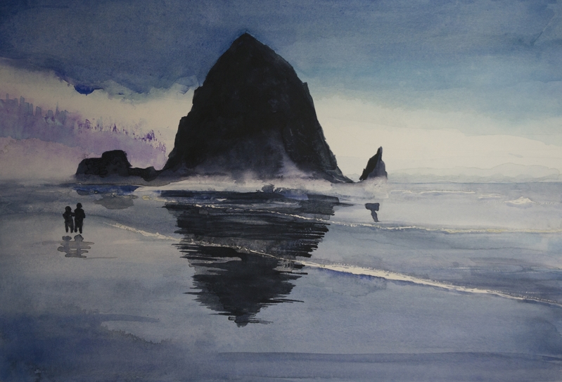 799x543 Haystack Rock And Painted Hills - Haystack Rock Painting