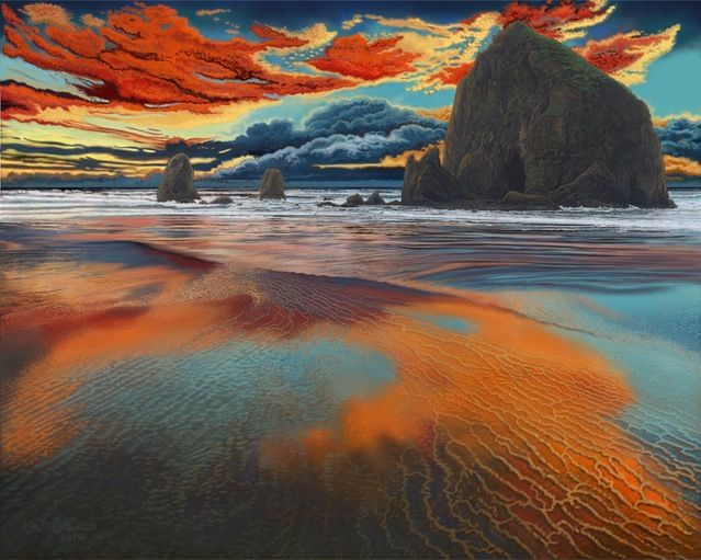 639x511 This Sublime Painting Of Oregon's Haystack Rock Took Northwest - Haystack Rock Painting