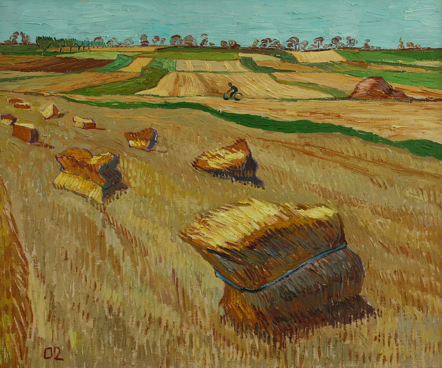 900x751 Haystacks In Moravia Painting By Vitali Komarov - Haystacks Painting