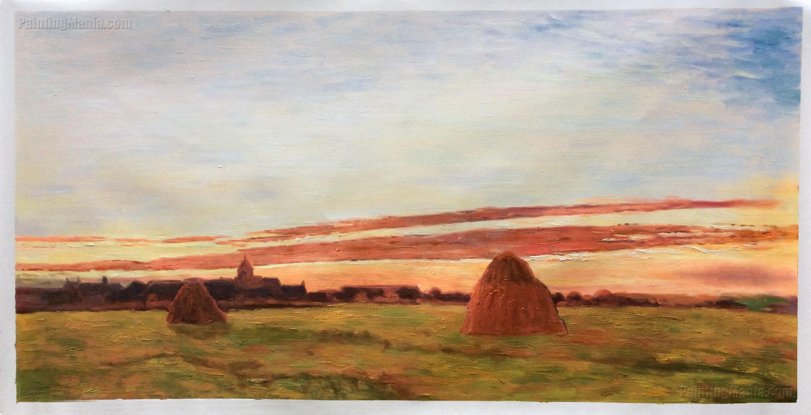 2592x1328 Haystacks - Haystacks Painting