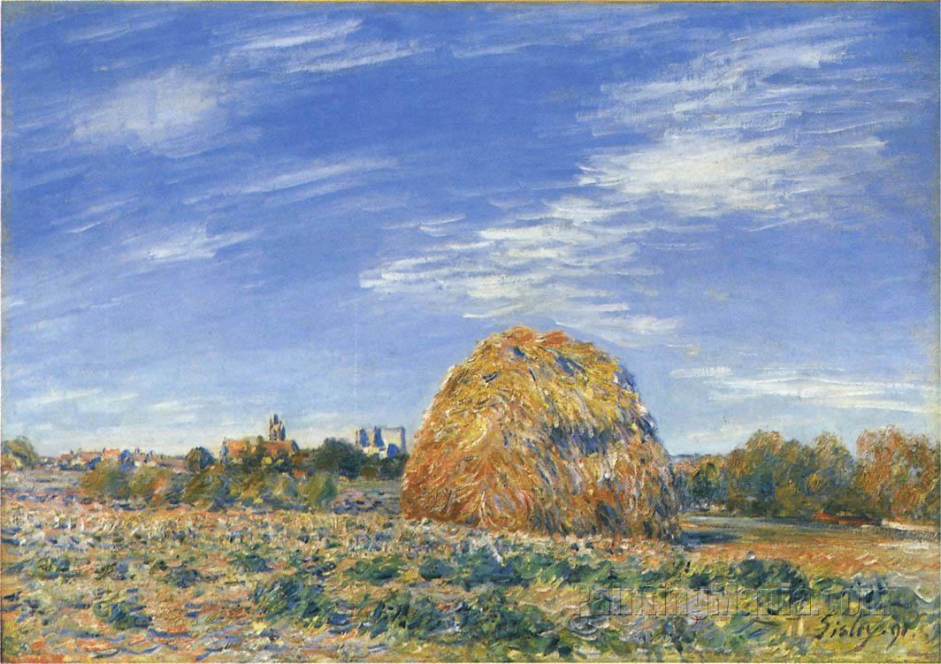 1064x751 Haystacks In Moret In October - Haystacks Painting