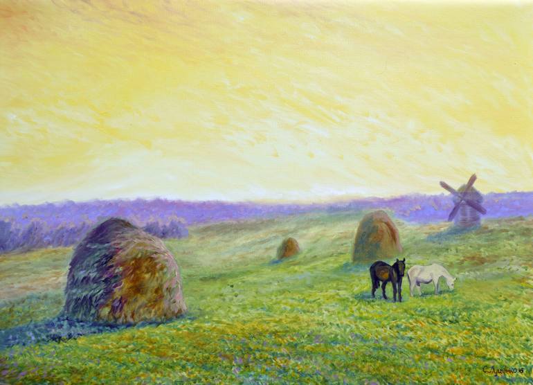 770x556 Saatchi Art Haystacks Painting By Sergey Lutsenko - Haystacks Painting