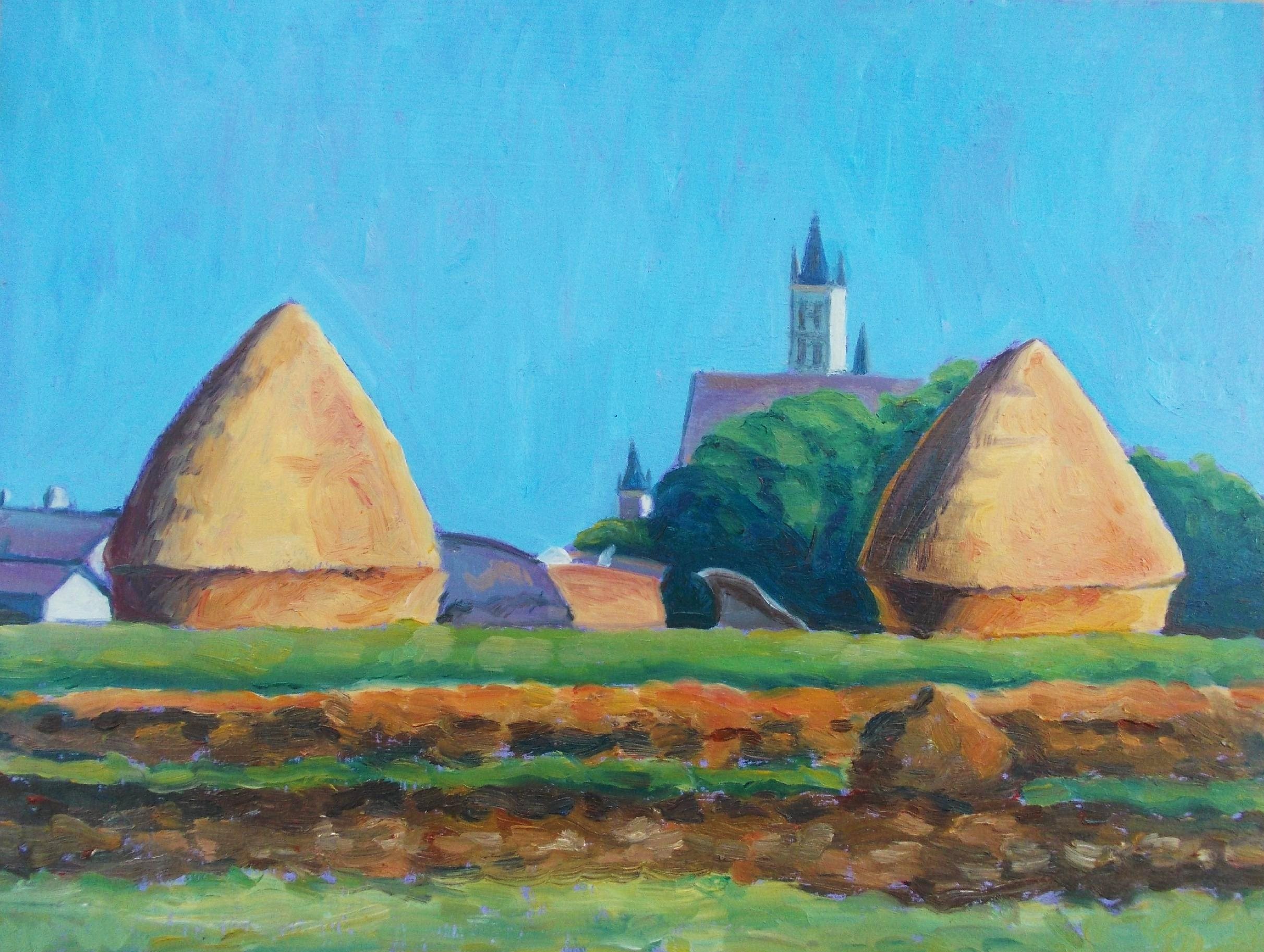 2424x1826 Step By Step Painting Of The Haystacks The Style Of Pissarro - Haystacks Painting