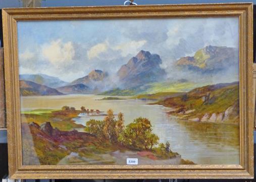 507x360 H B Davis Highland Loch Scene Signed Gilt Framed Oil Painting 50 X - Hb Painting