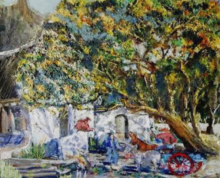 900x731 Huge Tree In Front Of An Old Homestead H B Painting By Gert J Rheeders - Hb Painting