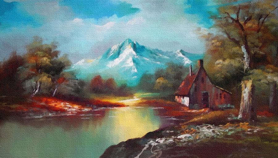 900x514 Old Shed Close To A River H B Painting By Gert J Rheeders - Hb Painting