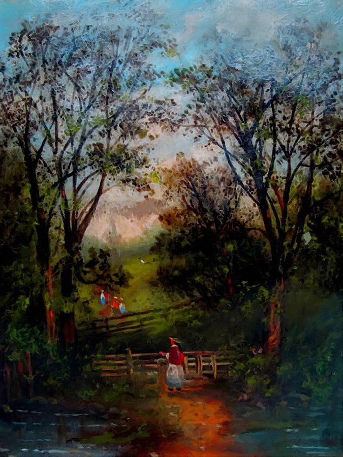 675x900 Standing At A Farm Gate. H B Painting By Gert J Rheeders - Hb Painting