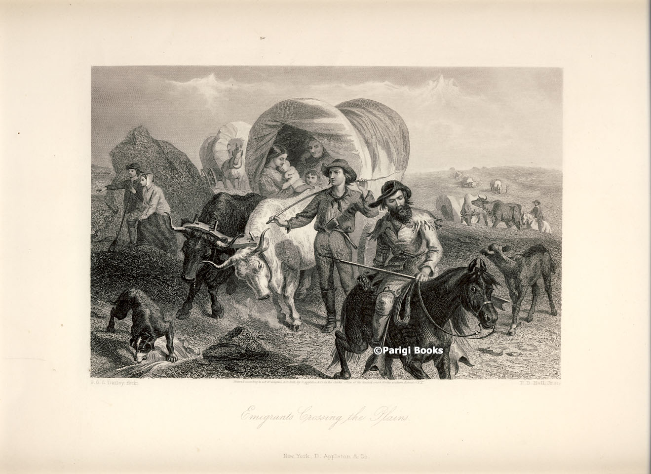 1319x960 Emigrants Crossing The Plains. Steel Engraving From A Painting By - Hb Painting