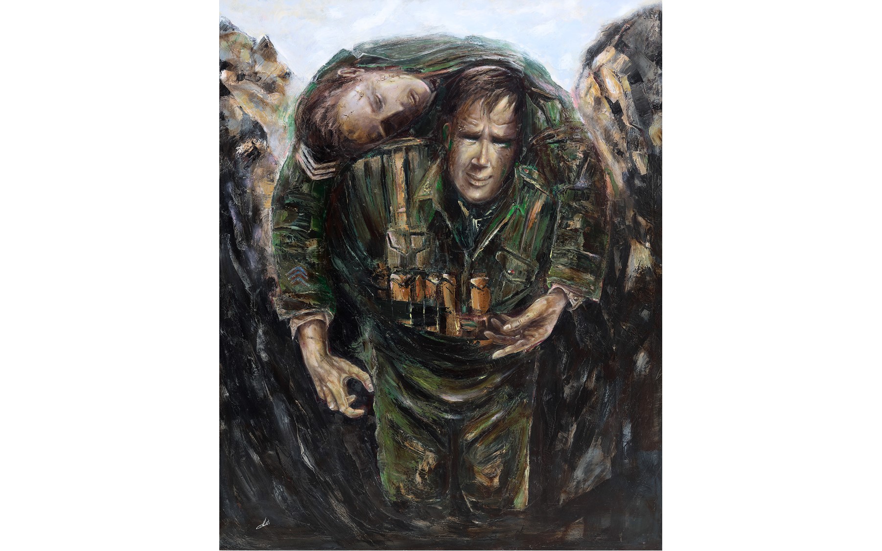 1802x1127 George Kurtelov Gallipoli Club - He Ain T Heavy Painting