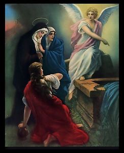 244x300 Vintage 1950's He Is Risen Angel And Women At Tomb Jesus - He Is Risen Painting