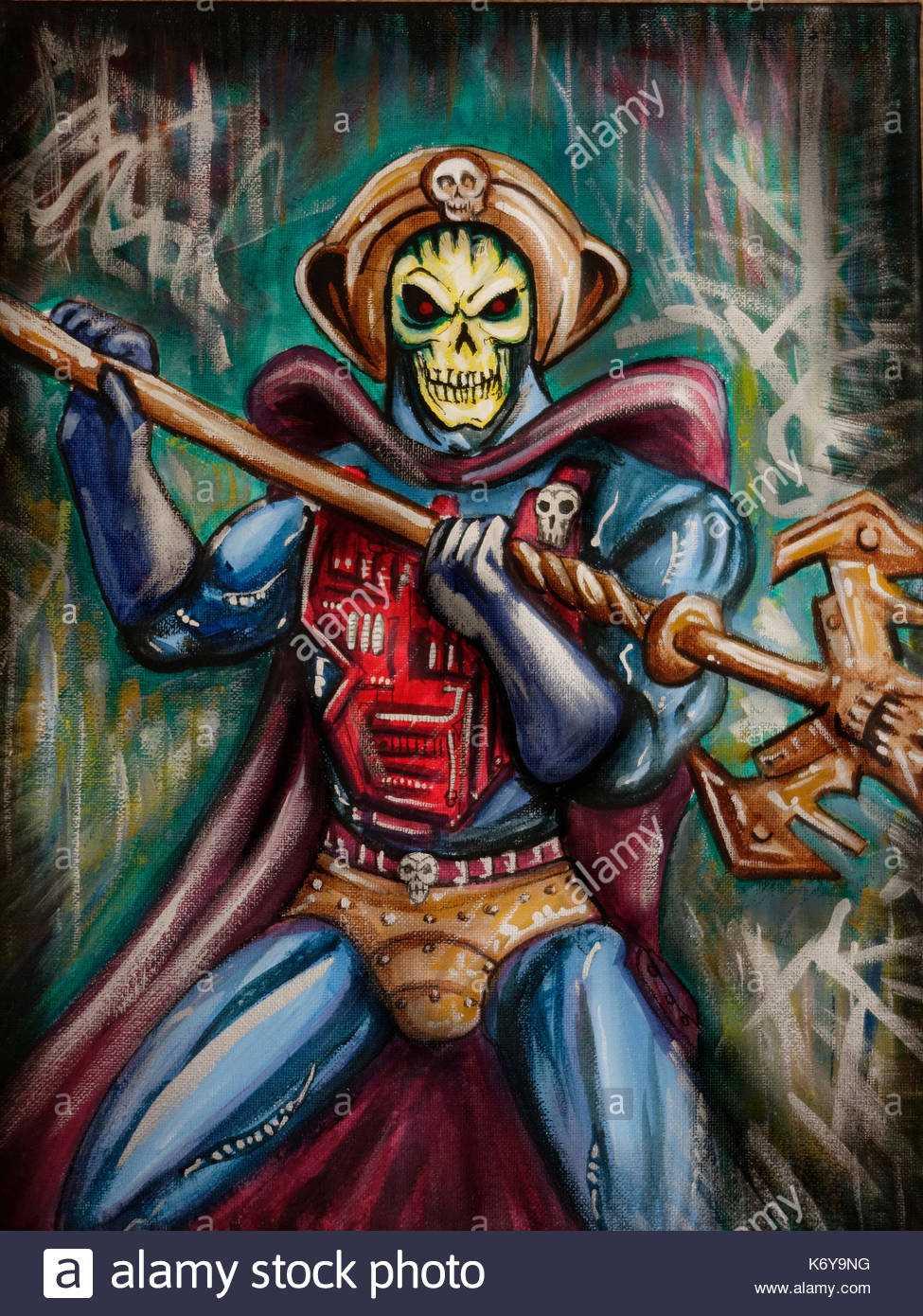 975x1390 The New Adventures Of He Man Skeletor Painting Illustration Stock - He Man Painting
