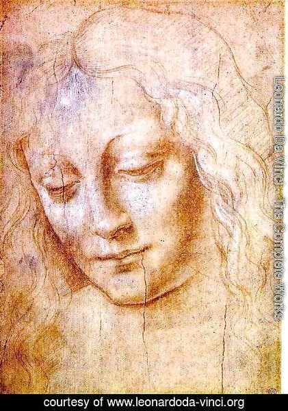 421x600 Leonardo Da Vinci - Head Of A Woman Painting