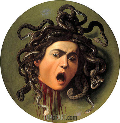 400x410 Head Of Medusa Caravaggio Painting Reproduction 10942 Topofart - Head Of Medusa Painting