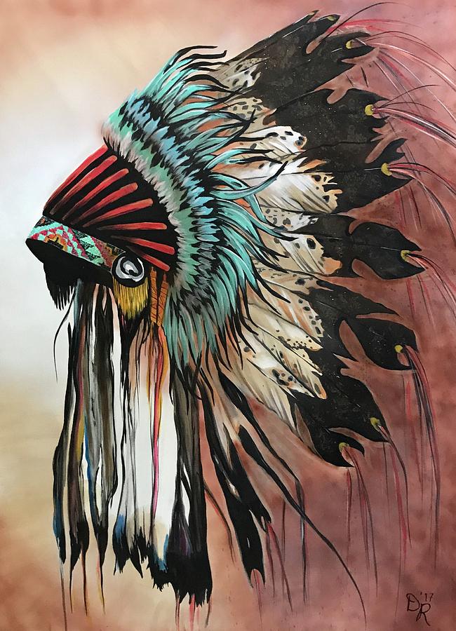 650x900 Headdress2 Painting By Kerri Fields - Headdress Painting