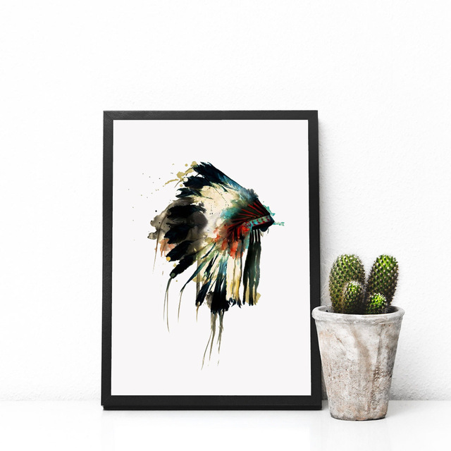 640x640 Native Indian American Headdress Art Print Feather Wall Art Wall - Headdress Painting