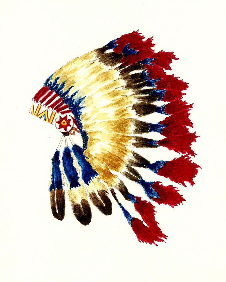 721x900 Cherokee Headdress Painting By Michael Vigliotti - Headdress Painting