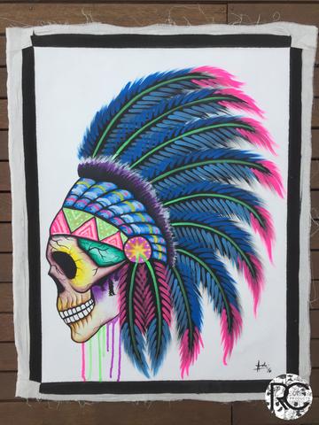 360x480 Skull Indian Headdress - Headdress Painting