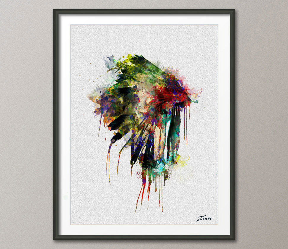 972x842 Native American Headdress Art Native American Poster - Headdress Painting