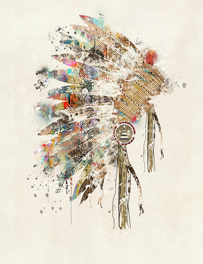 694x900 Headdress Painting By Bleu Bri - Headdress Painting