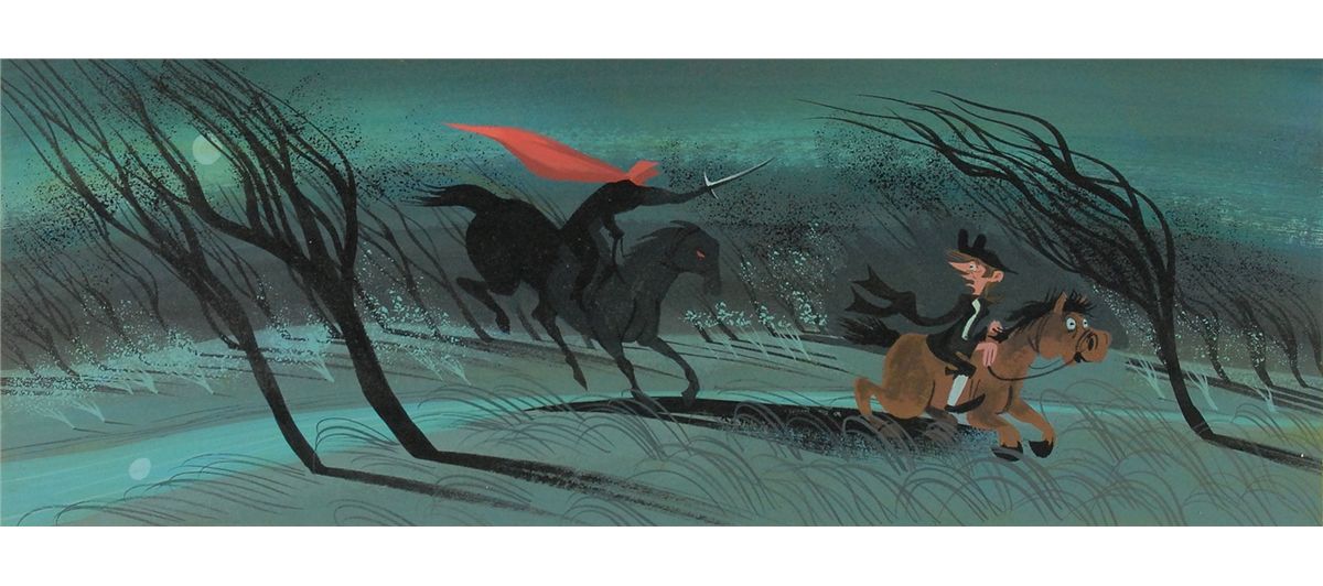 1200x532 Mary Blair Concept Storyboard Painting Of Ichabod And The Headless - Headless Horseman Painting