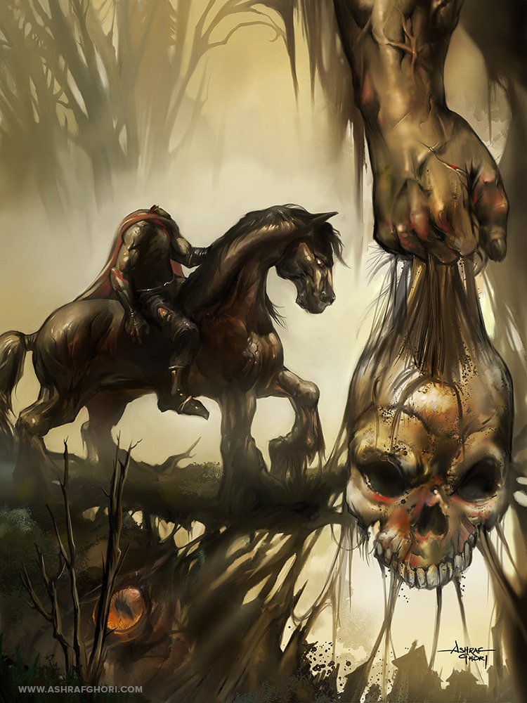 750x1000 The Art Of Ashraf Ghori - Headless Horseman Painting