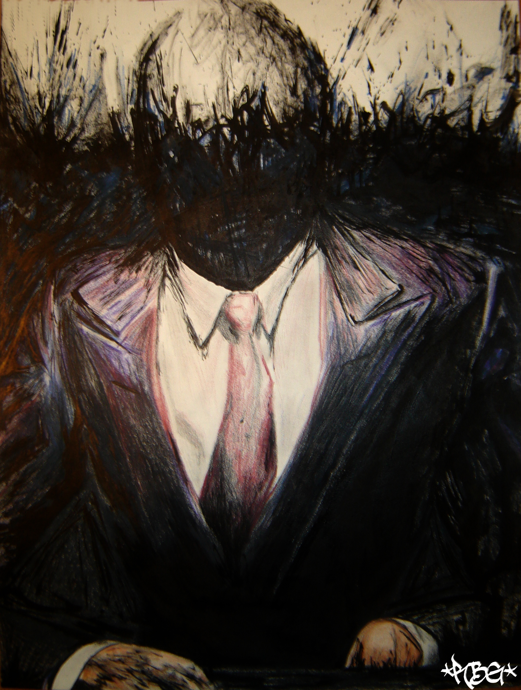 1692x2240 Souless Business Man R.b.g - Headless Man Painting