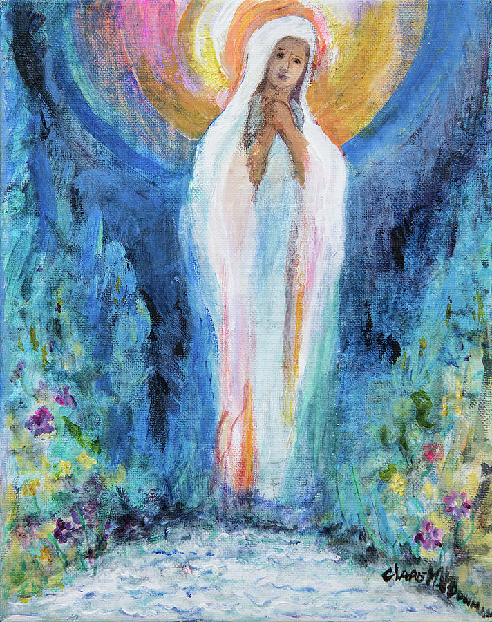 712x900 Healing Waters Our Lady Of Lourdes Painting By Claremaria Vrindaji - Healing Painting