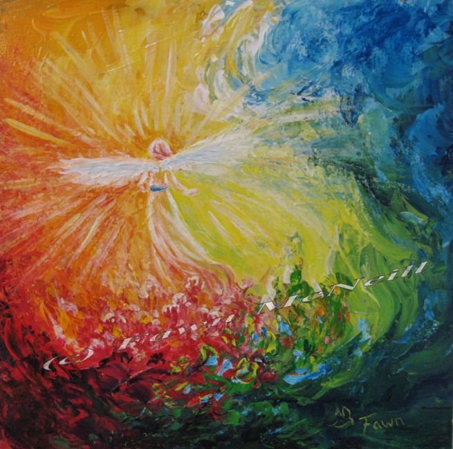 655x649 Fawn's Paintings Endless Healing, Palette Knife Angel - Healing Painting
