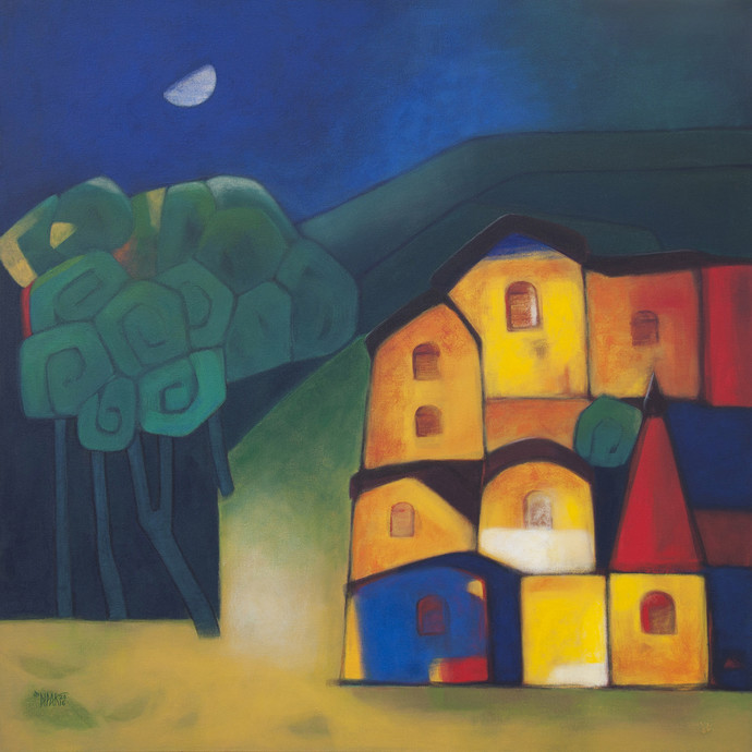 690x690 Healthy Village By Artist Dipak Asole Geometrical, Painting - Healthy Painting