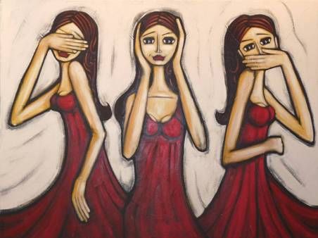 452x338 Sarah Thomas Is A Freelance Painter In Australia Hear No Evil - Hear No Evil See No Evil Speak No Evil Painting