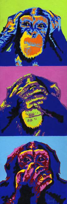 216x650 Stunning Three Wise Monkeys Painting Reproductions For Sale - Hear No Evil See No Evil Speak No Evil Painting