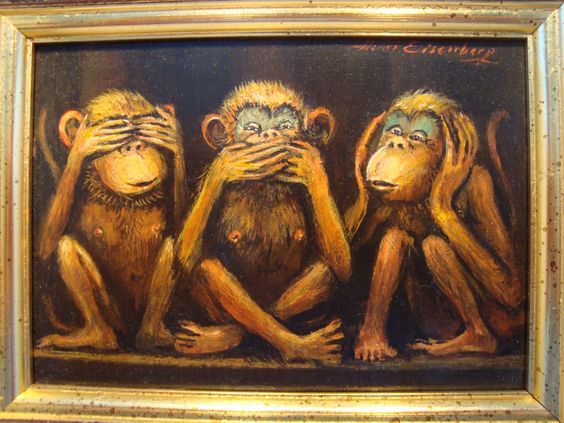 564x423 Unique Original Painting Of The Three Monkeys Hear No Evil See No - Hear No Evil See No Evil Speak No Evil Painting