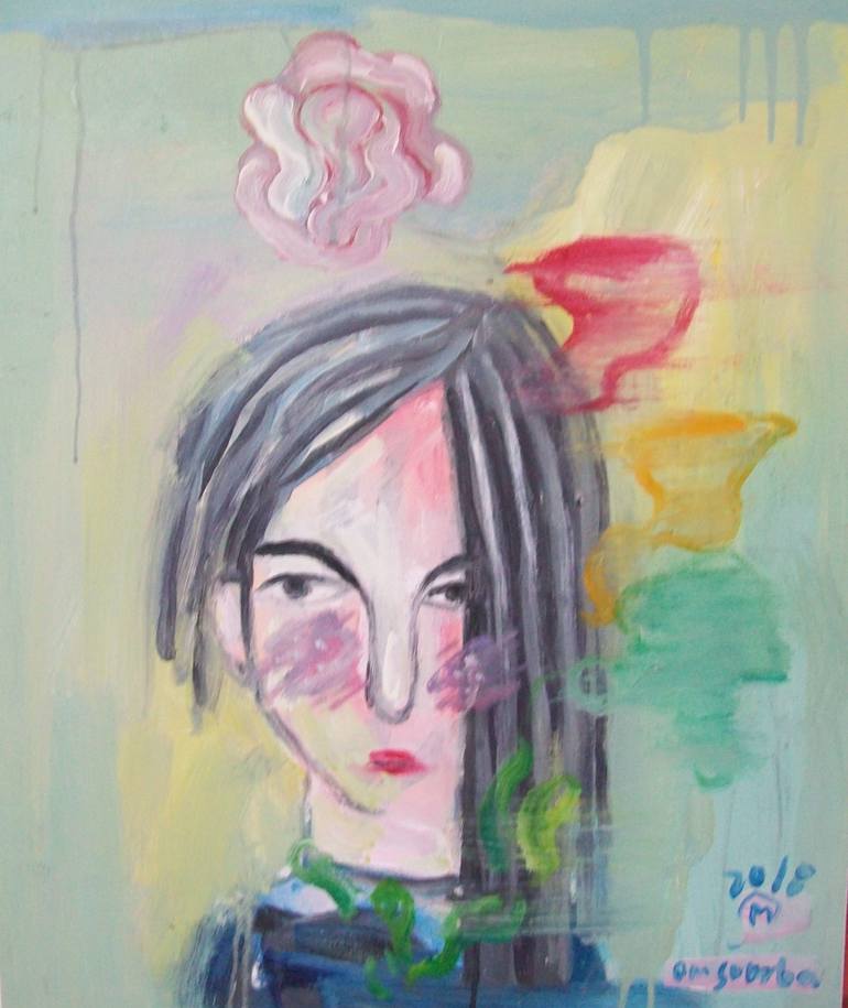 770x915 Saatchi Art Heart Flower Painting By Martinus Sumbaji - Heart Flower Painting