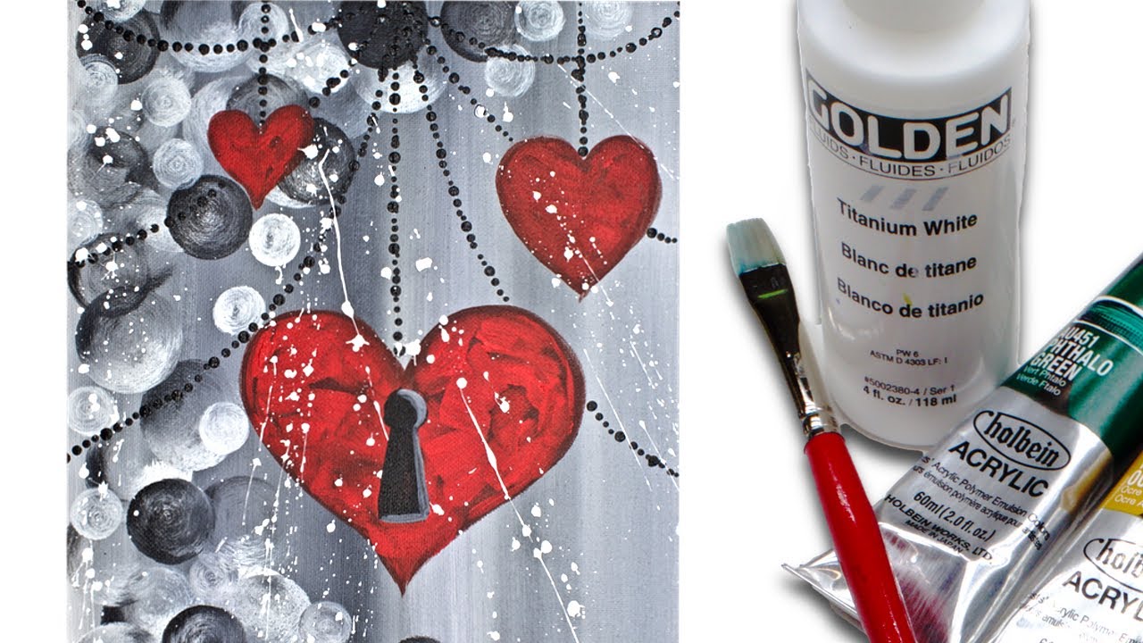 1280x720 Easy Heart Painting On Canvas Acrylic Painting Tutorial - Heart Painting On Canvas