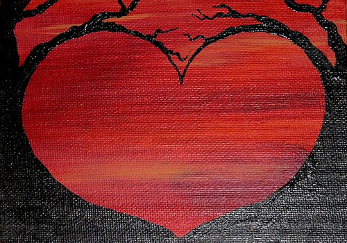 500x350 Scarlet Heart - Heart Painting On Canvas