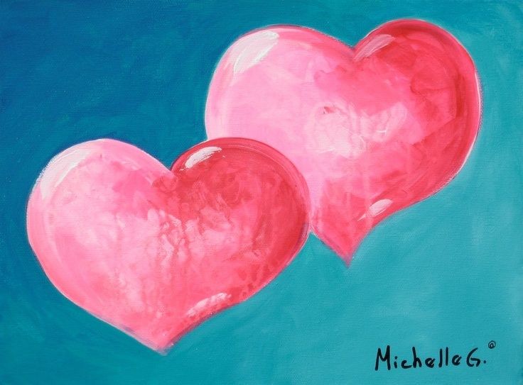 736x543 Cute Hearts Canvas Paint Idea For Wall Decor. Canvas Painting - Heart Painting On Canvas