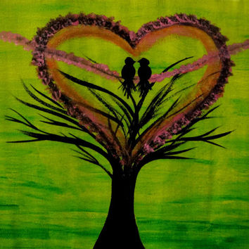 354x354 Love Birds Wedding Valentine Gift Heart From Preethiart Canvas - Heart Shape Painting