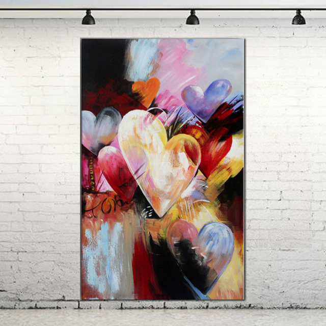 640x640 Online Shop Hot Design Hand Painted Modern Canvas Abstract Oil - Heart Shape Painting