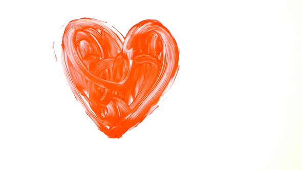 590x332 Red Paint Of Heart Shape On Glass Melting By Water By Hadkhanong - Heart Shape Painting