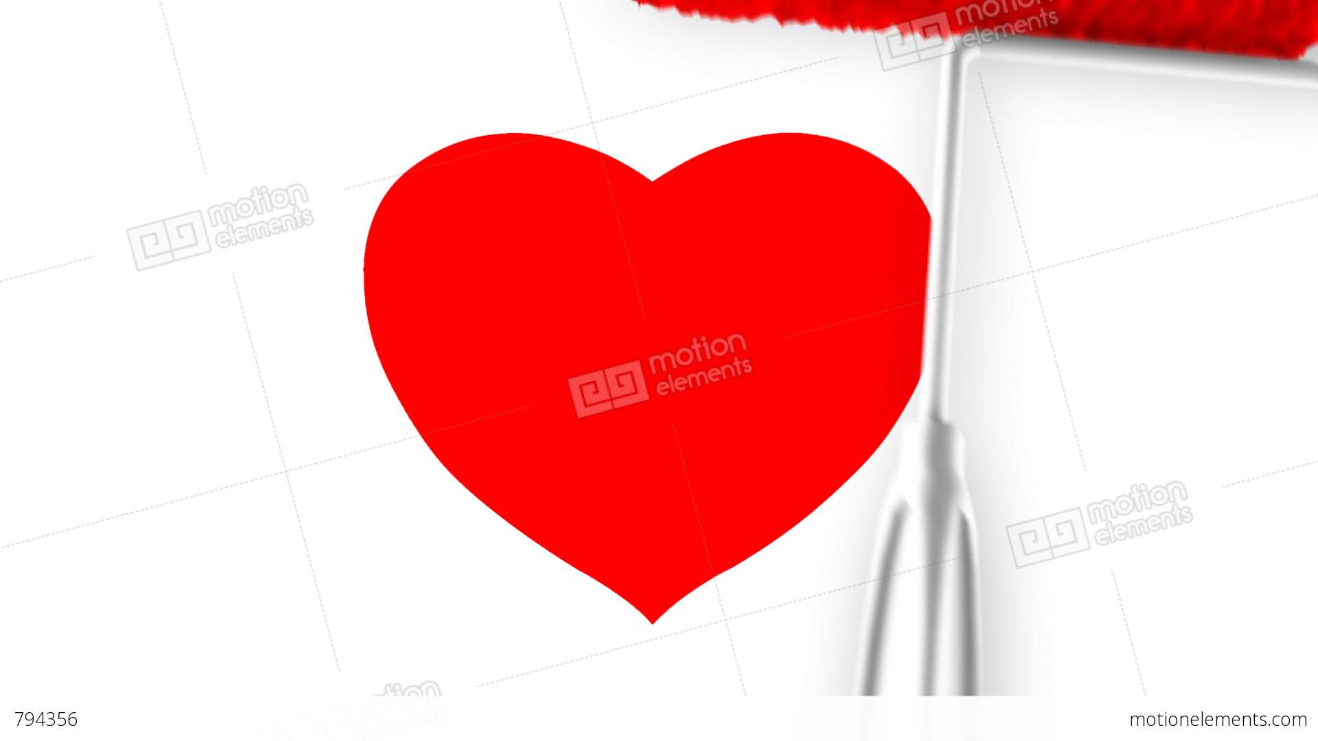 1920x1080 Roller Painting Heart Shape (Loop With Matte) Stock Animation 794356 - Heart Shape Painting