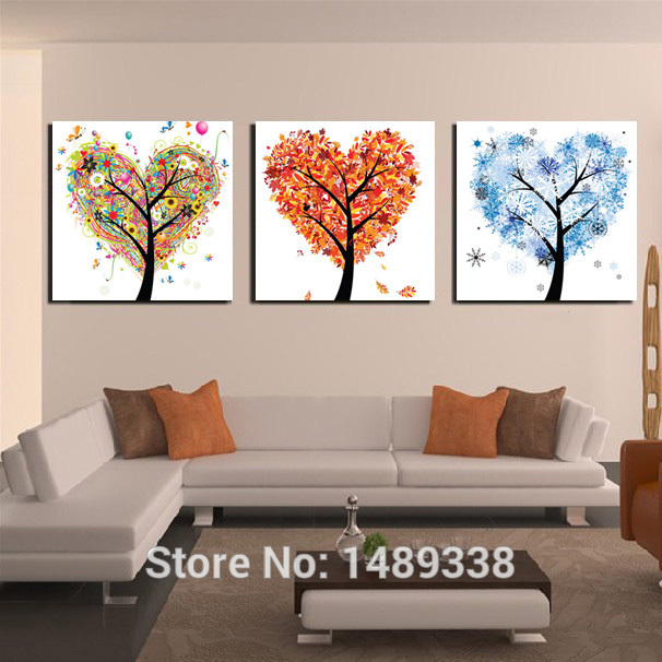 606x606 Heart Shaped Money Tree Living Room Wall Art Huge Canvas Painting - Heart Shape Painting