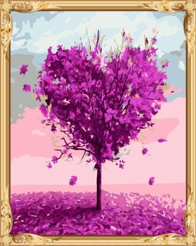 279x350 Gx74560 Coloring With Numbers Abstract Heart Shape Tree Canvas Oil - Heart Shape Painting