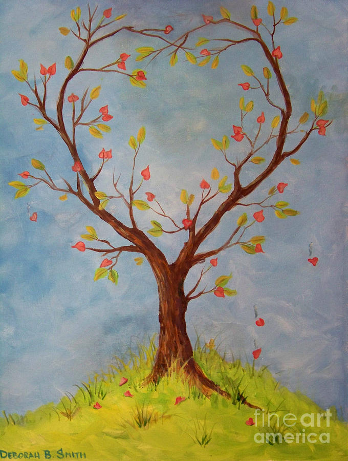 680x900 Heart Tree Painting By Deborah Smith - Heart Tree Painting