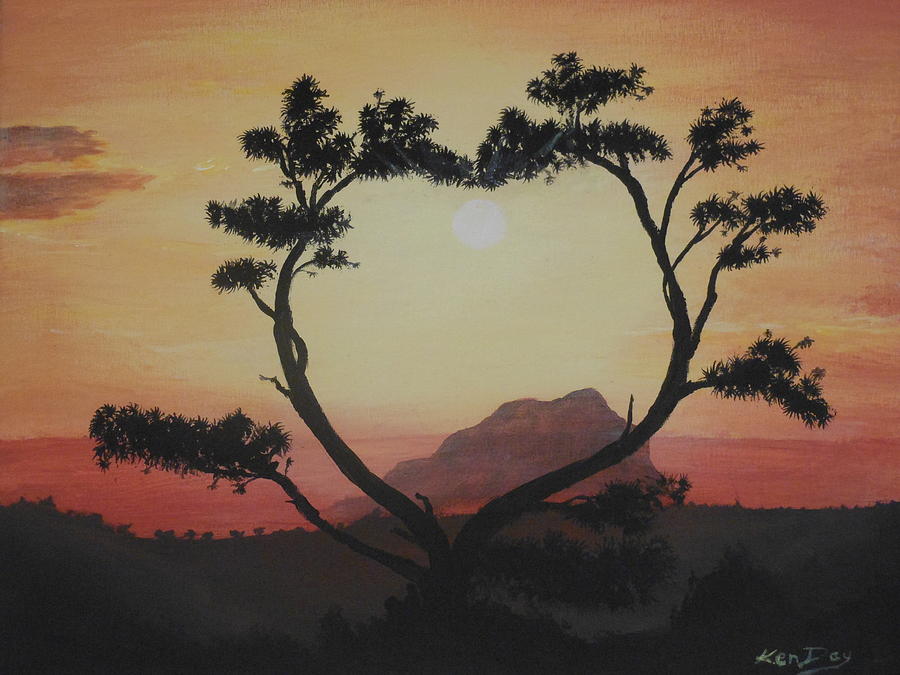 900x675 Heart Tree Painting By Ken Day - Heart Tree Painting