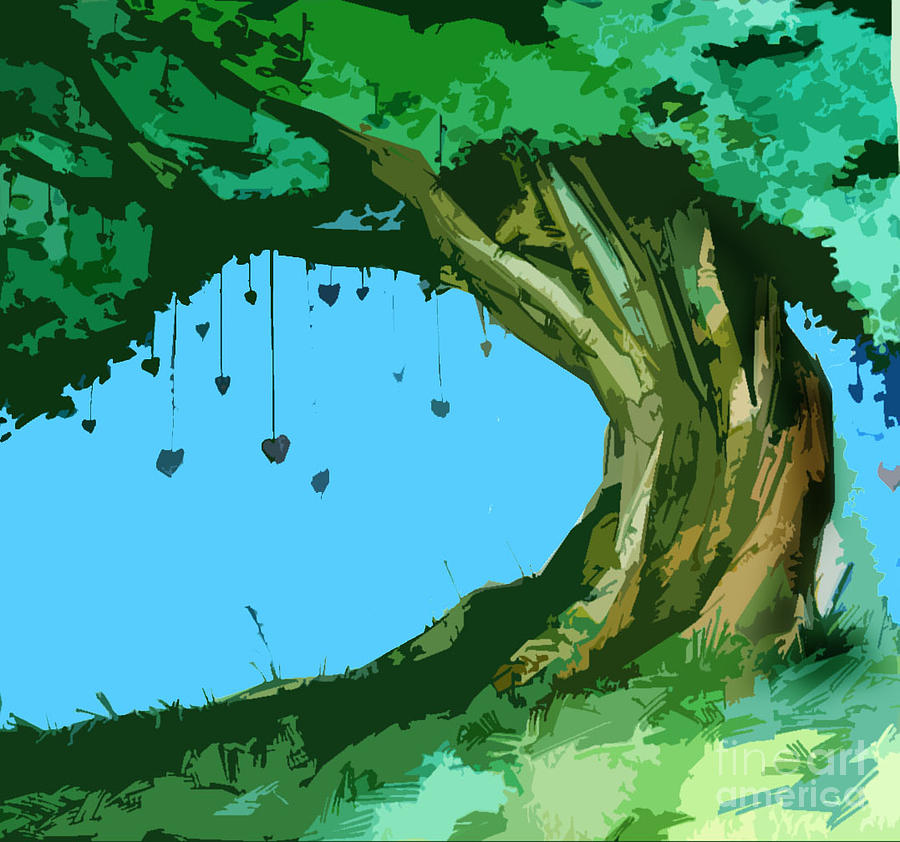 900x842 Heart Tree Painting By Ruth Kongaika - Heart Tree Painting