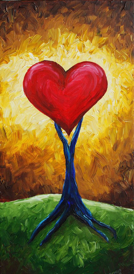 570x1166 Rmb Abstract Love Grows Heart Tree Painting Art - Heart Tree Painting