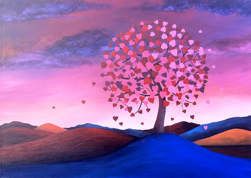800x568 Tree Of Hearts By Carlburns - Heart Tree Painting
